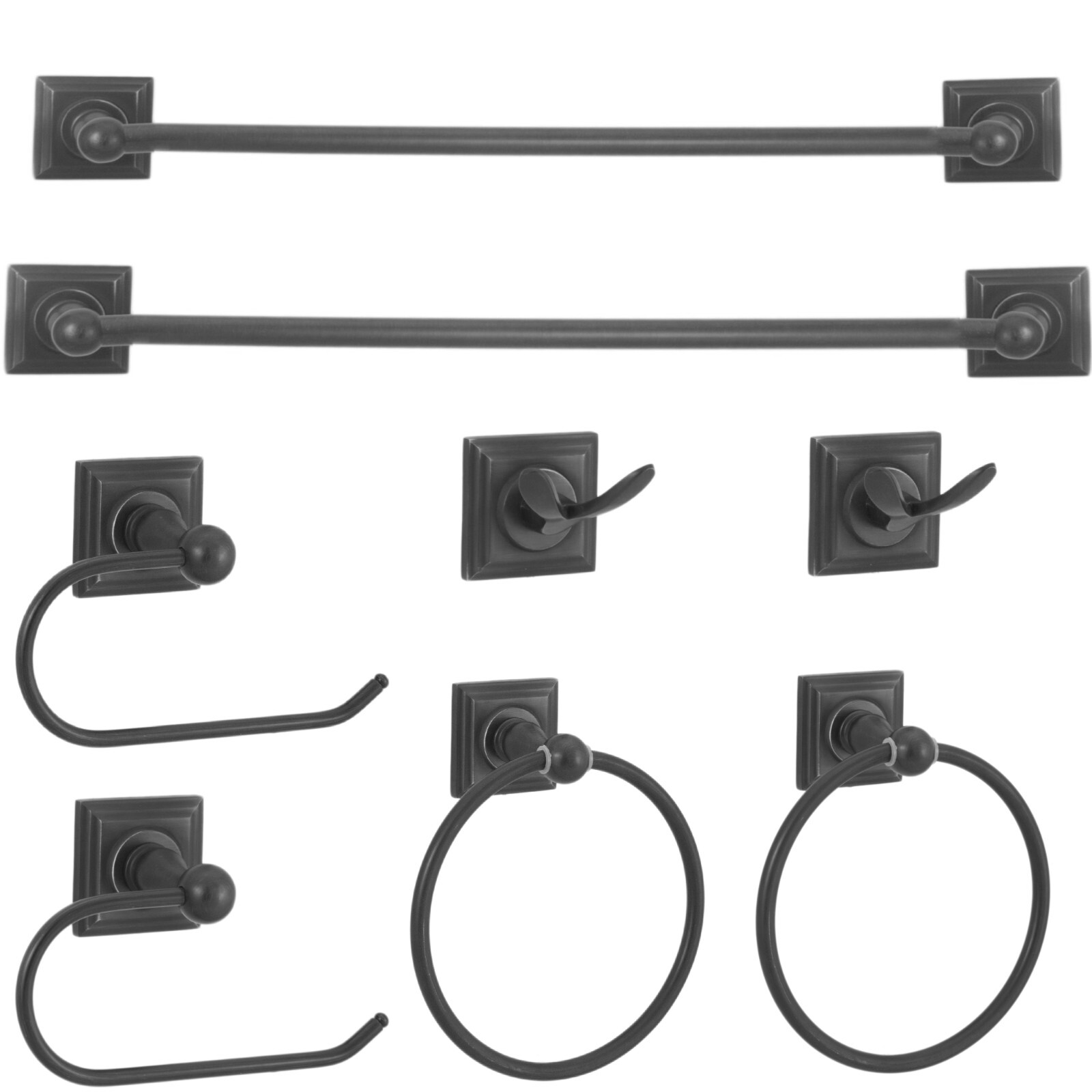 Florence - black 8- piece bathroom hardware set WH-74BLK