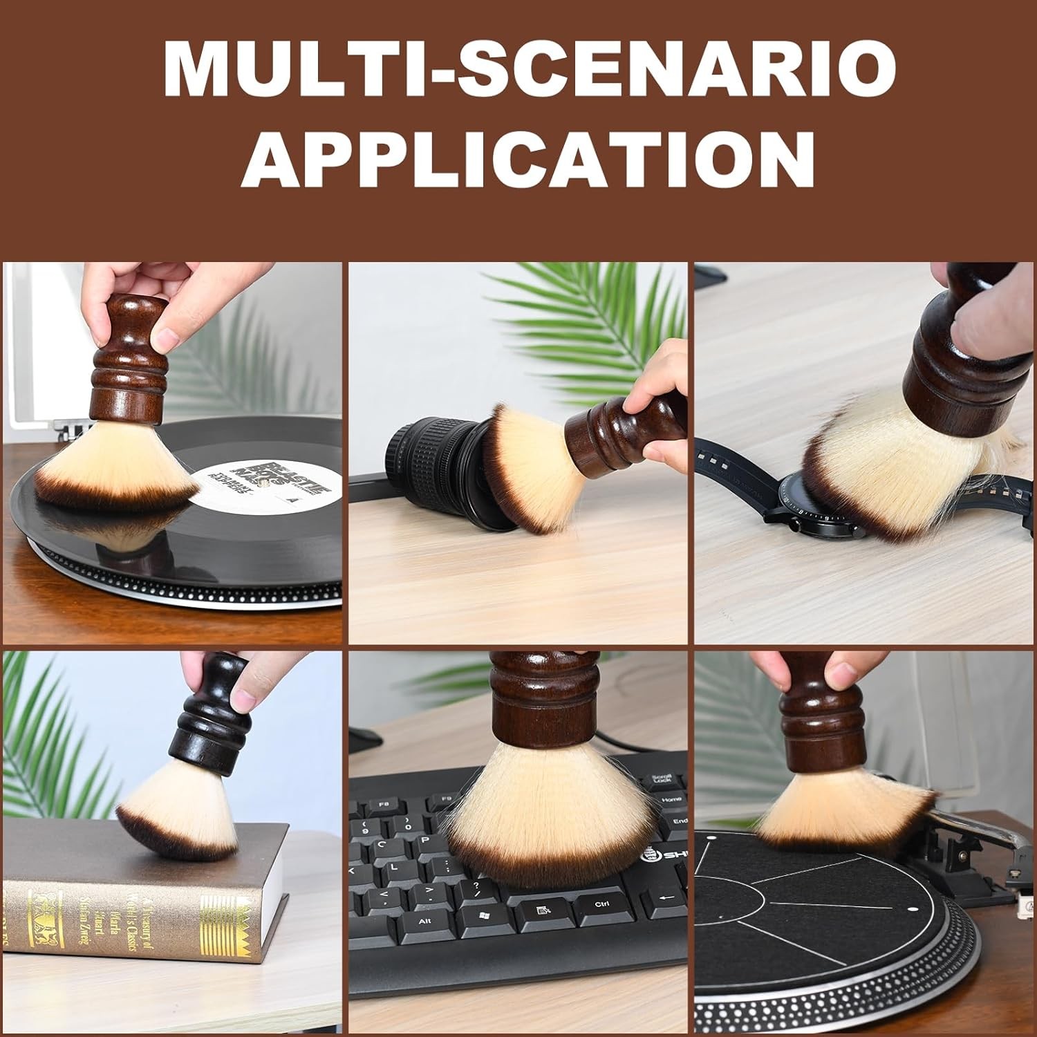 2-in-1 Vinyl Record Cleaning Kit with Stylus Brush - Anti Static Soft Brown