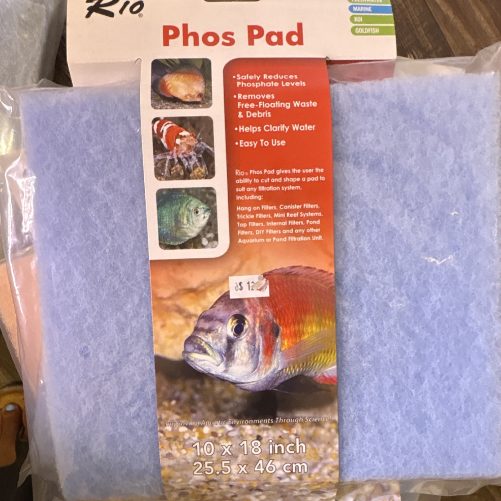 Rio Phos Pad Aquarium Filter Media Pad/Felt 10x18in 25.5x46cm