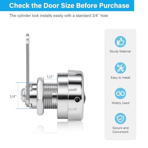 RV Baggage Compartment Door Combination Lock Silver for 1/2'' Thick Door,