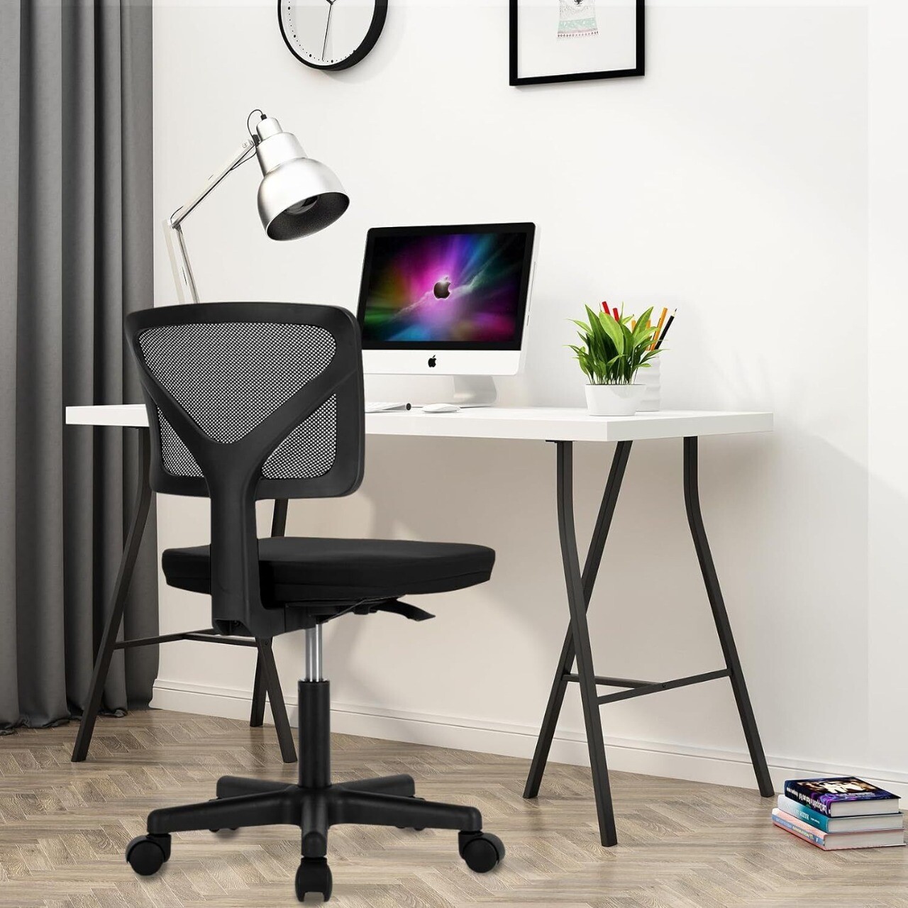 Office Mid-Back Swivel Mesh Chair Height Adjustable Ergonomic Padded Home Chair