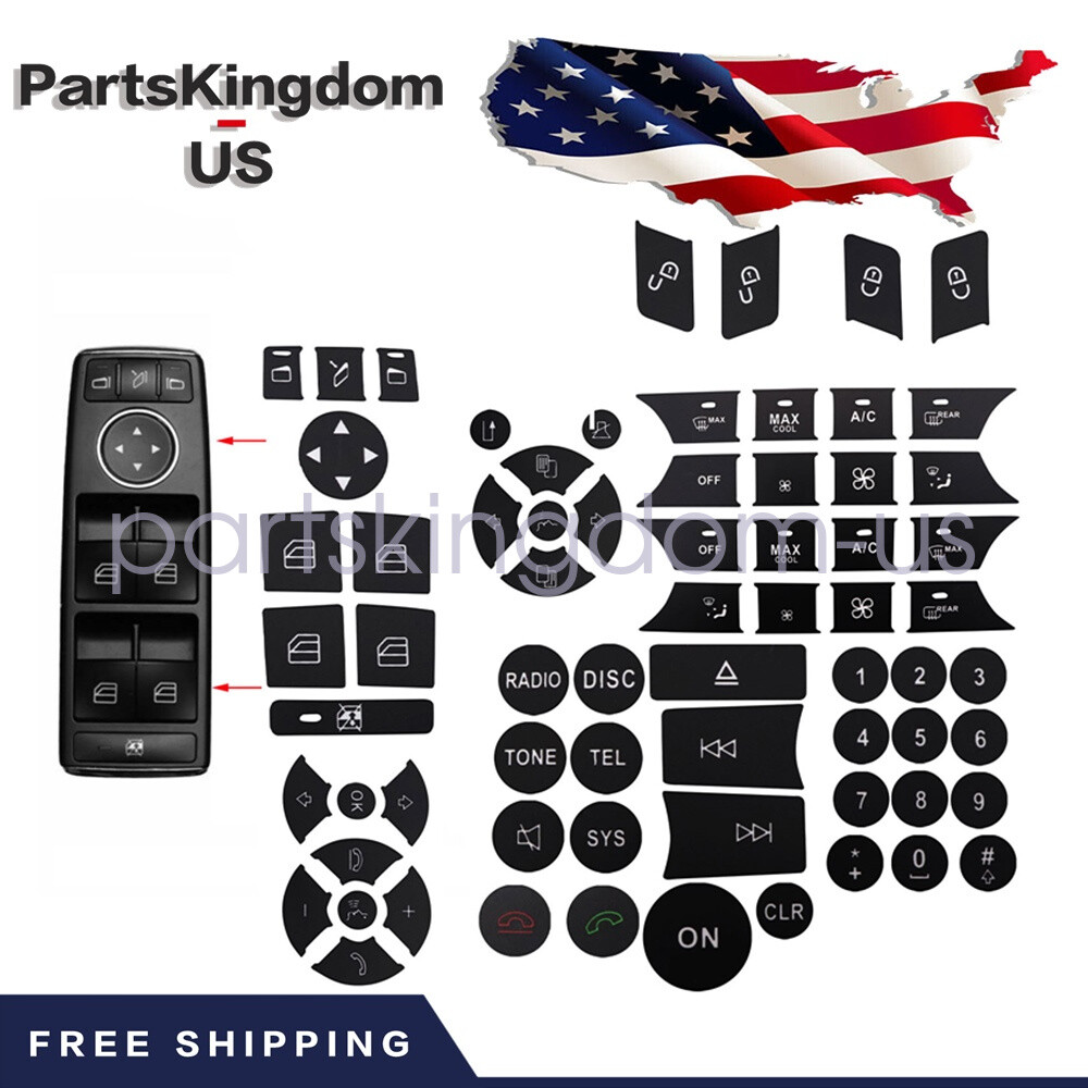 FIT MERCEDES 2007-2014 Door Steering AC Window Repair Button Kit Decal Stickers
