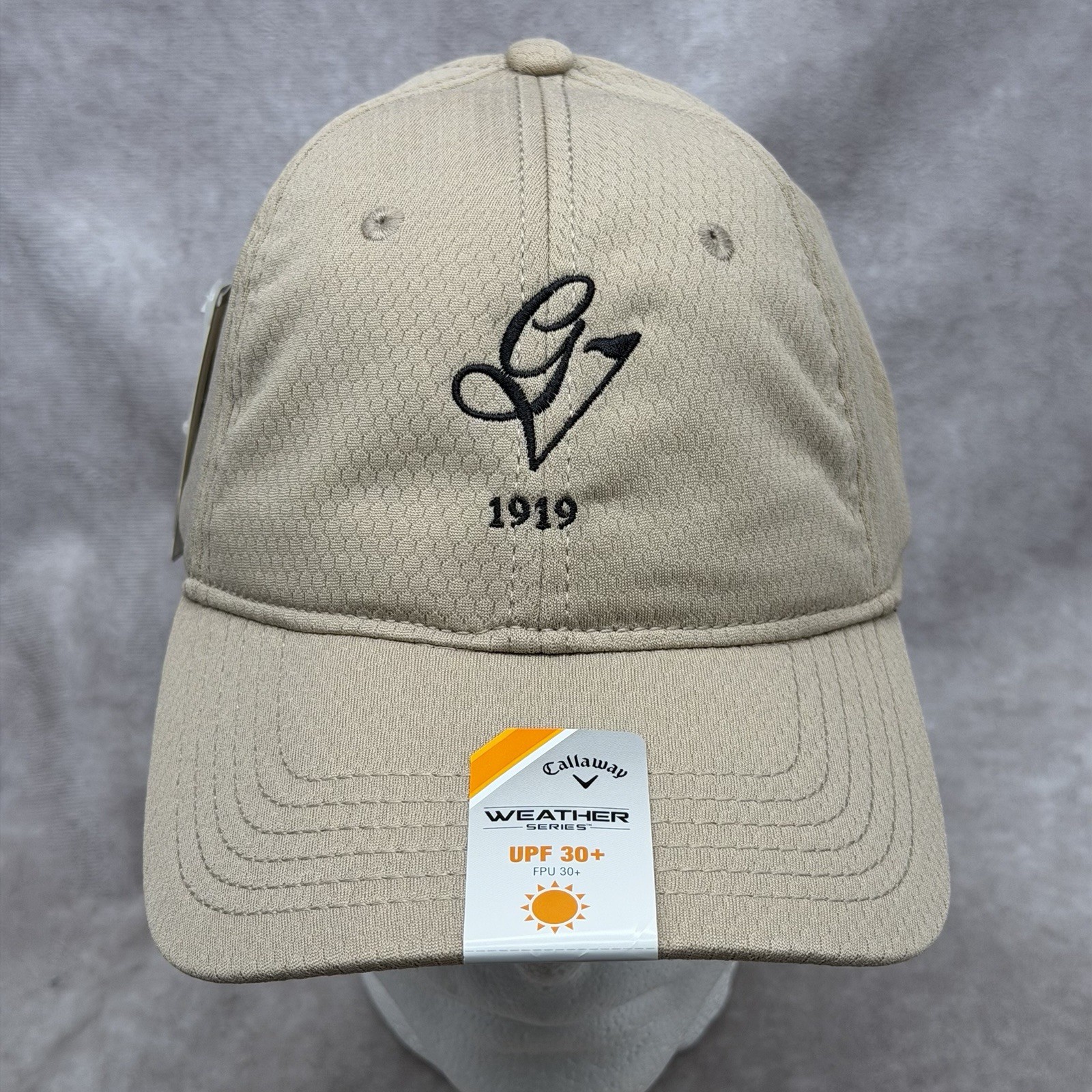 Callaway GVCC Country Club Hat Beige Hook & Loop Golf Logo Dad Cap