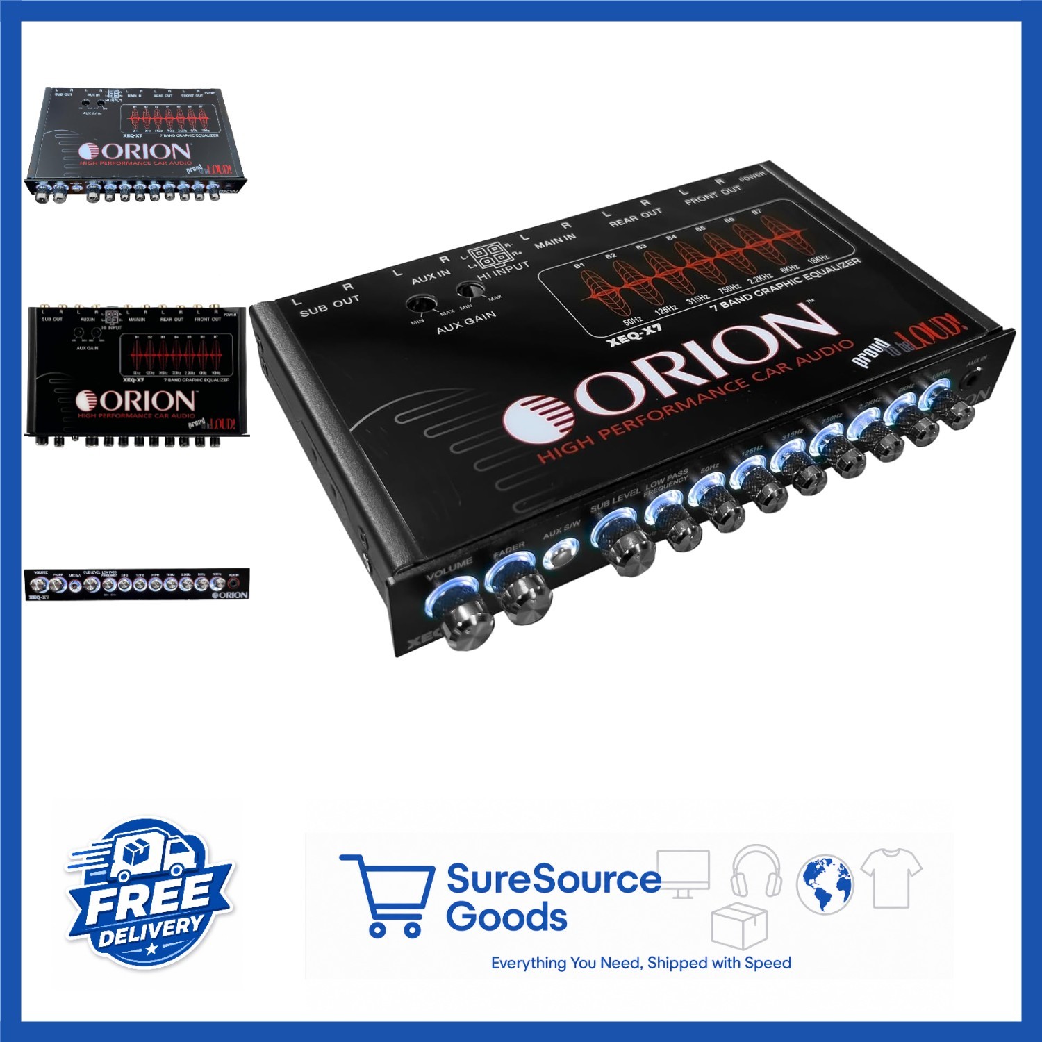 Half-DIN 7-Band Graphic Equalizer with Variable Low Pass Filter for Car Audio