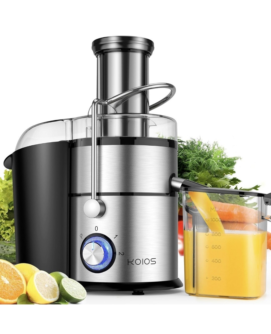 KOIOS JE-70 1300W Centrifugal Juicer 3" Feed Chute Titanium Filter NEW