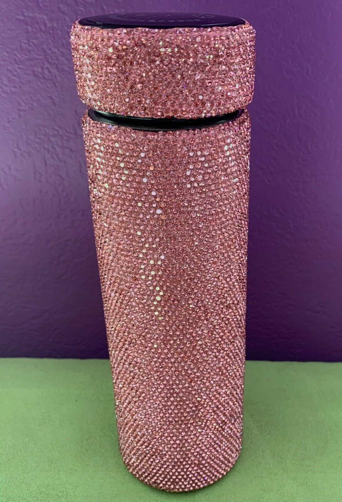 Swarovski Pink Crystal Rhinestone Water Bottle Cold Hot Insulated Steel NEW!