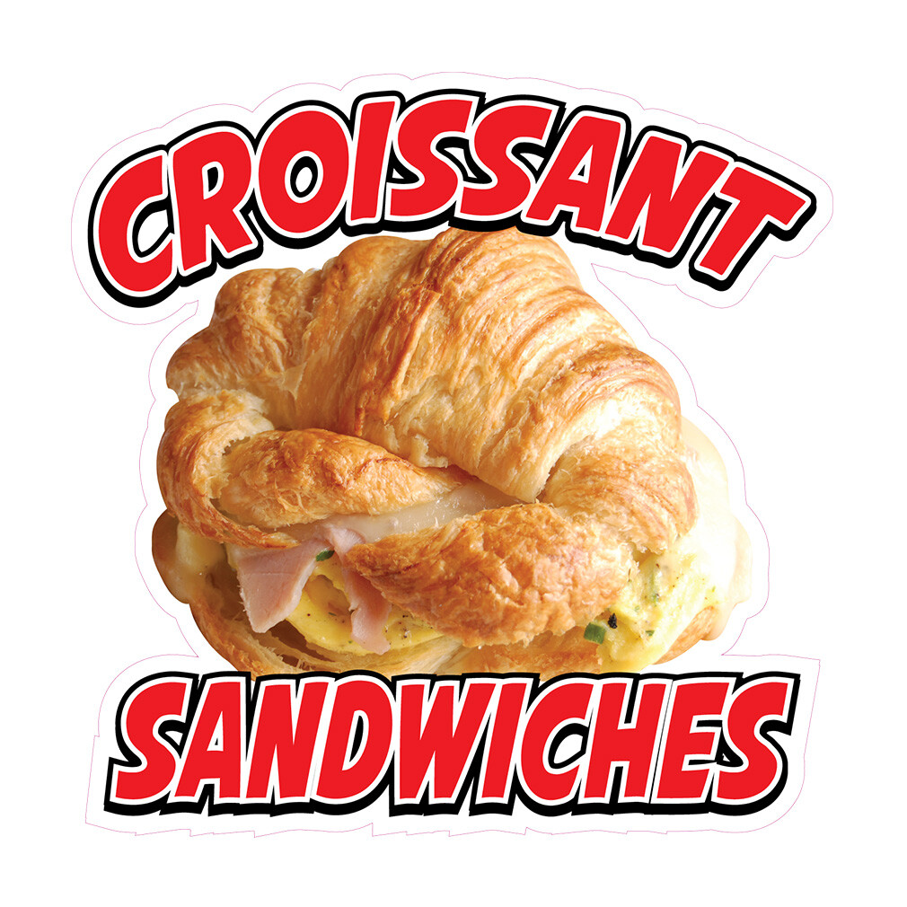 Food Truck Decals Croissant Sandwiches Restaurant & Food Concession Sign Brown