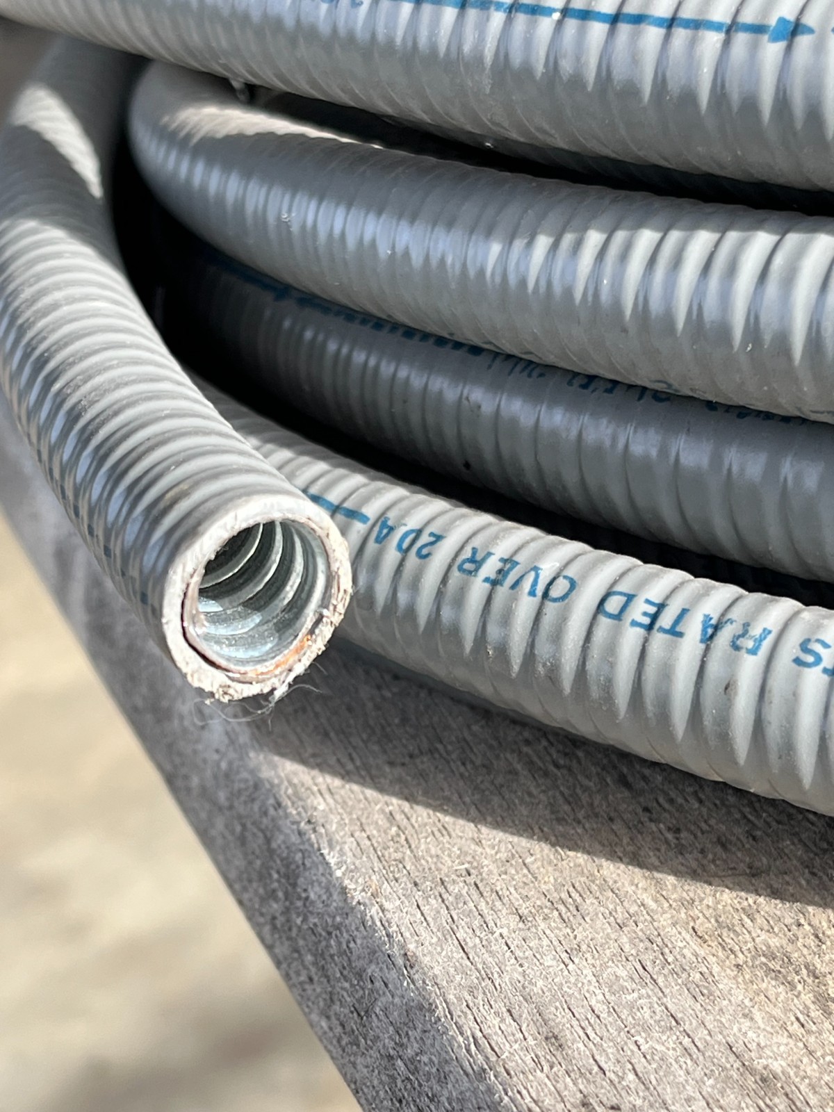 Gray metallic Conduit 3/8in size, Ultratite, cut to your number of feet