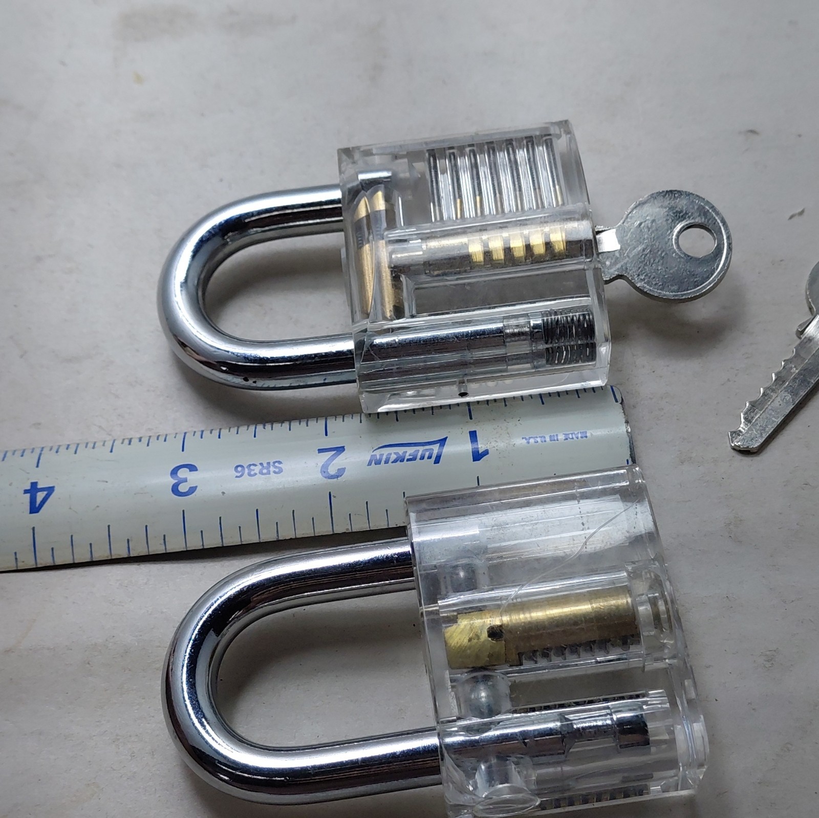 Set of 2 Transparent Practice Padlocks with Keys Locksmith Training Tool