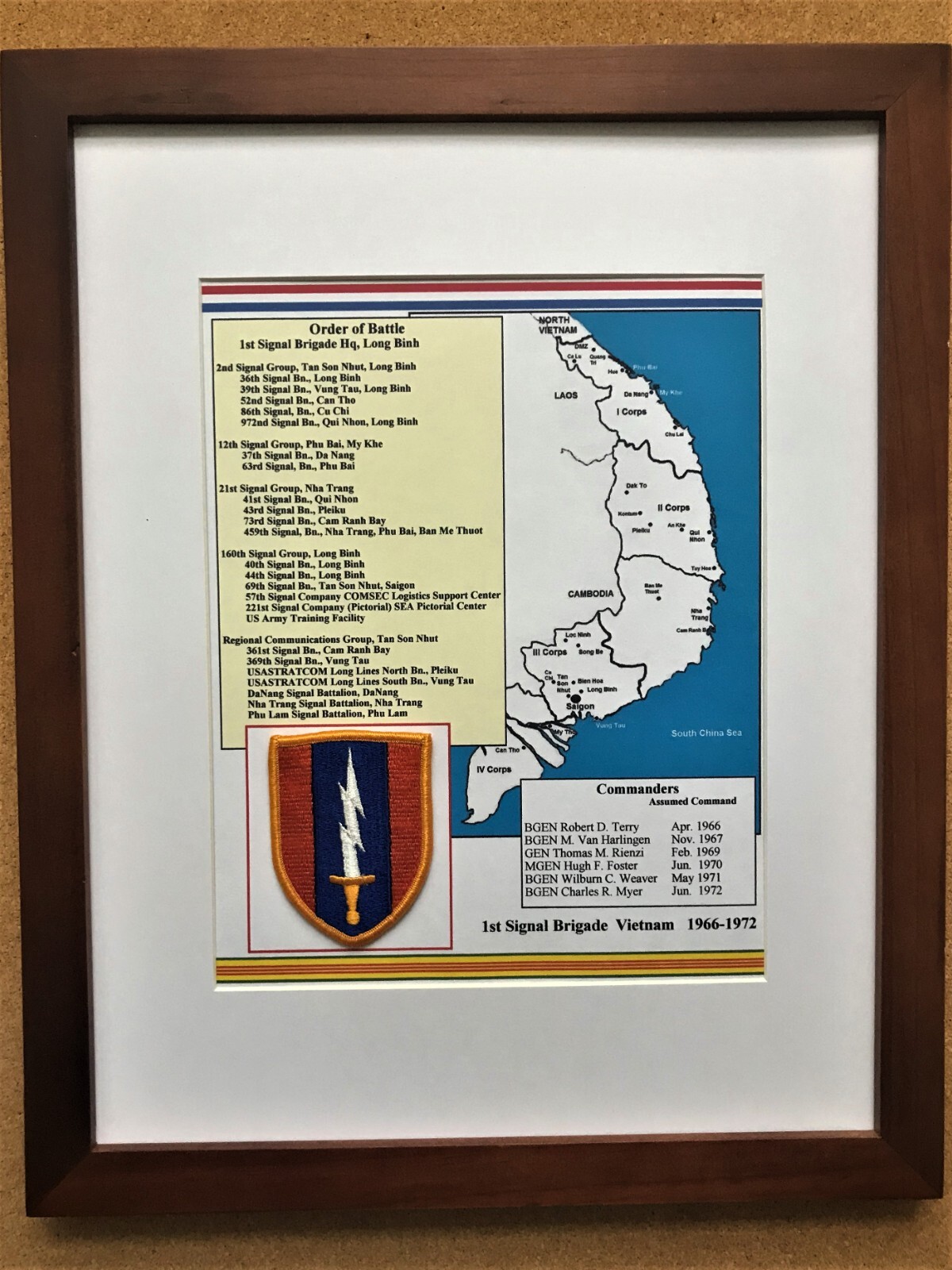 1st Signal Brigade, Vietnam, 11" x 14" with White Matting