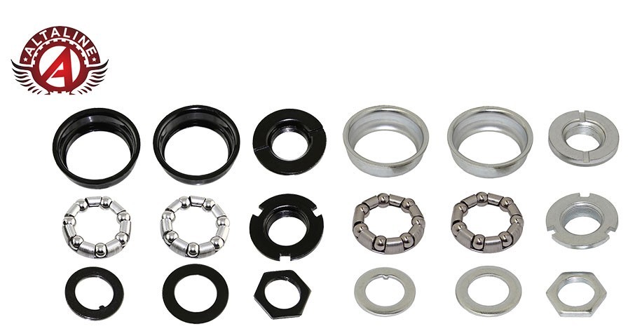 Bicycle Bottom Bracket Set for 1-Piece Cranks – 5/16 x 7 24 TPI, Chrome or Black