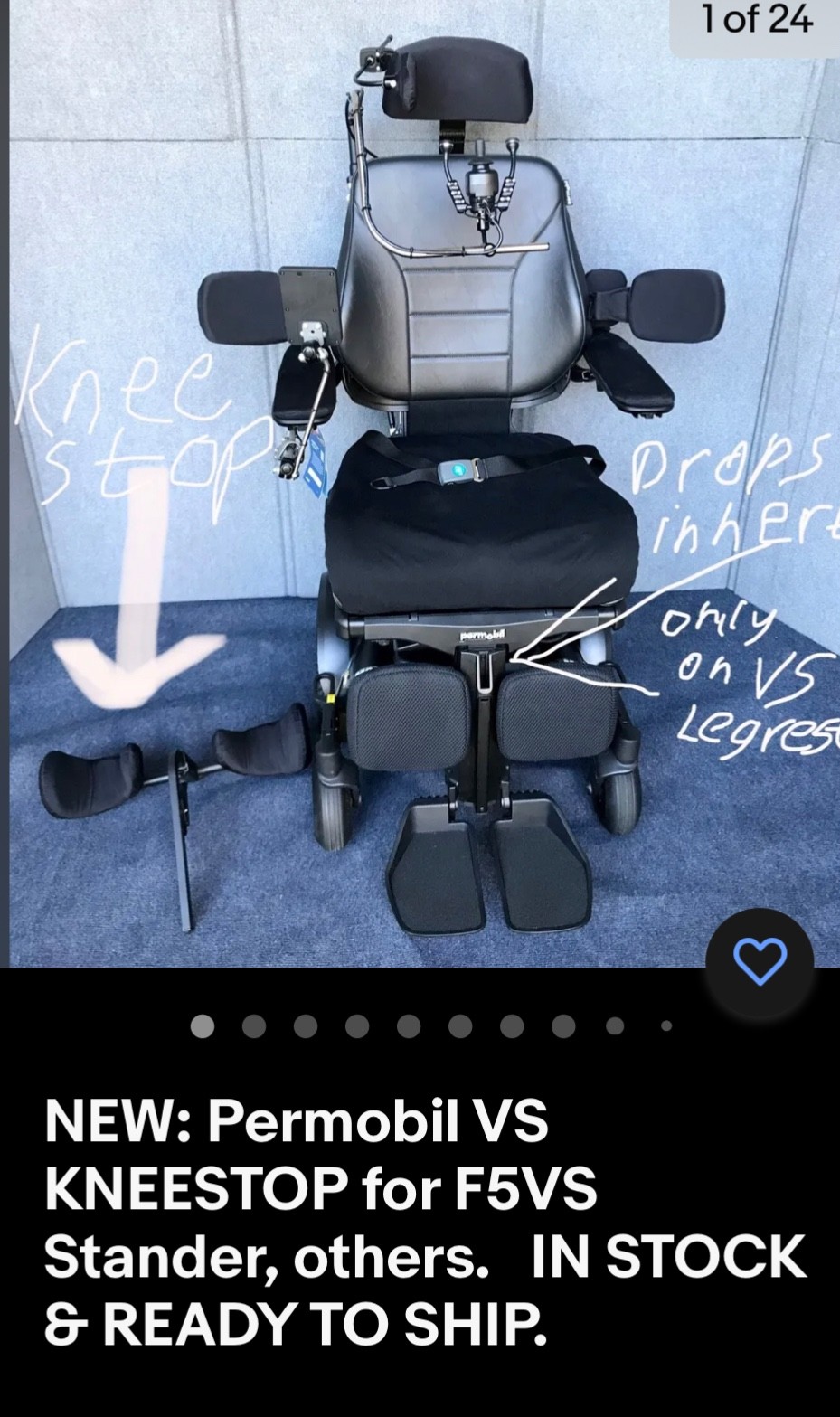 Permobil Armrest POUCH. Mounts Under The Armrest with the supplied Hardware.