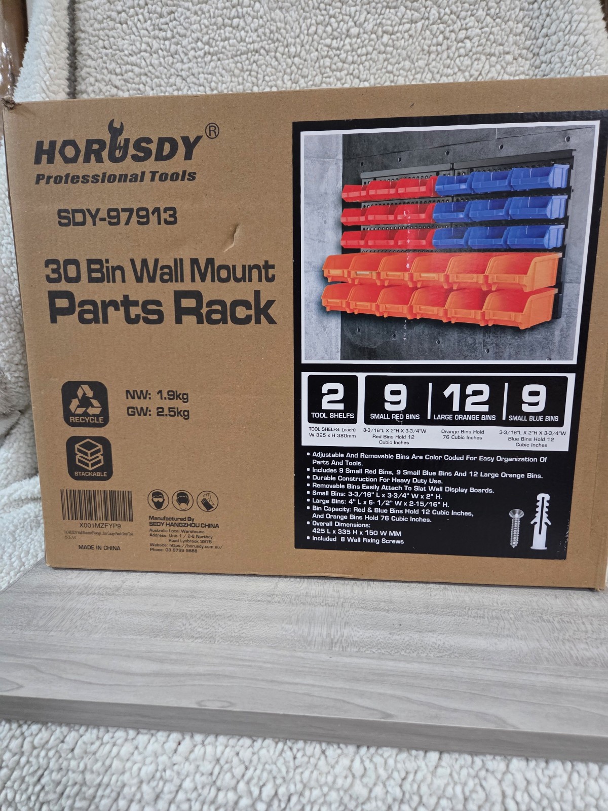 BRAND NEW~ Horusdy 30 Bin Parts Rack~ Wall Mounted