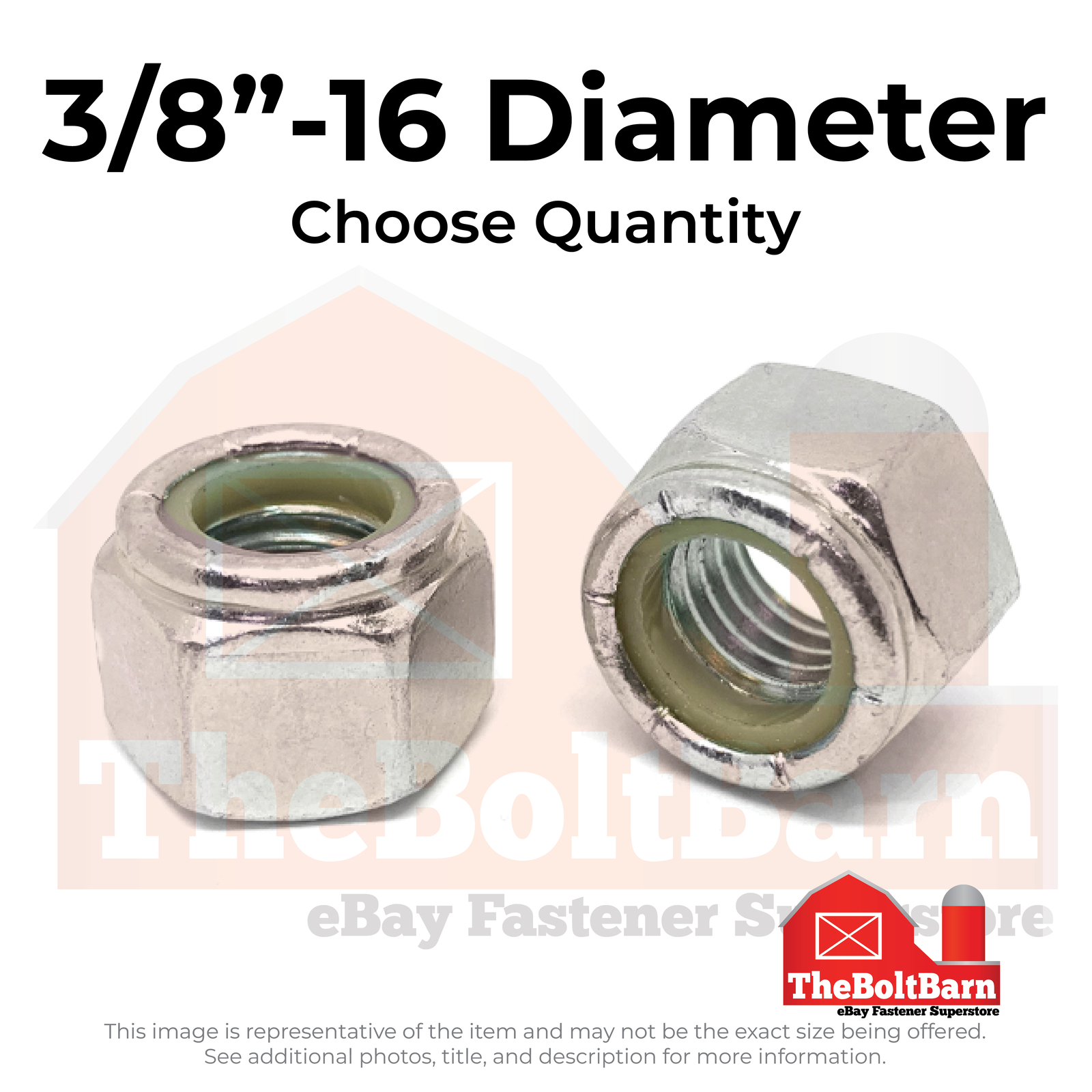 3/8"-16 316 Stainless Steel Nylon Insert Lock Nuts (Pick Quantity)