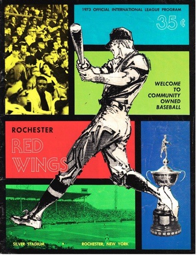 1973 Rochester Red Wings Official Intl Program Cover On 12x8in Metal Sign