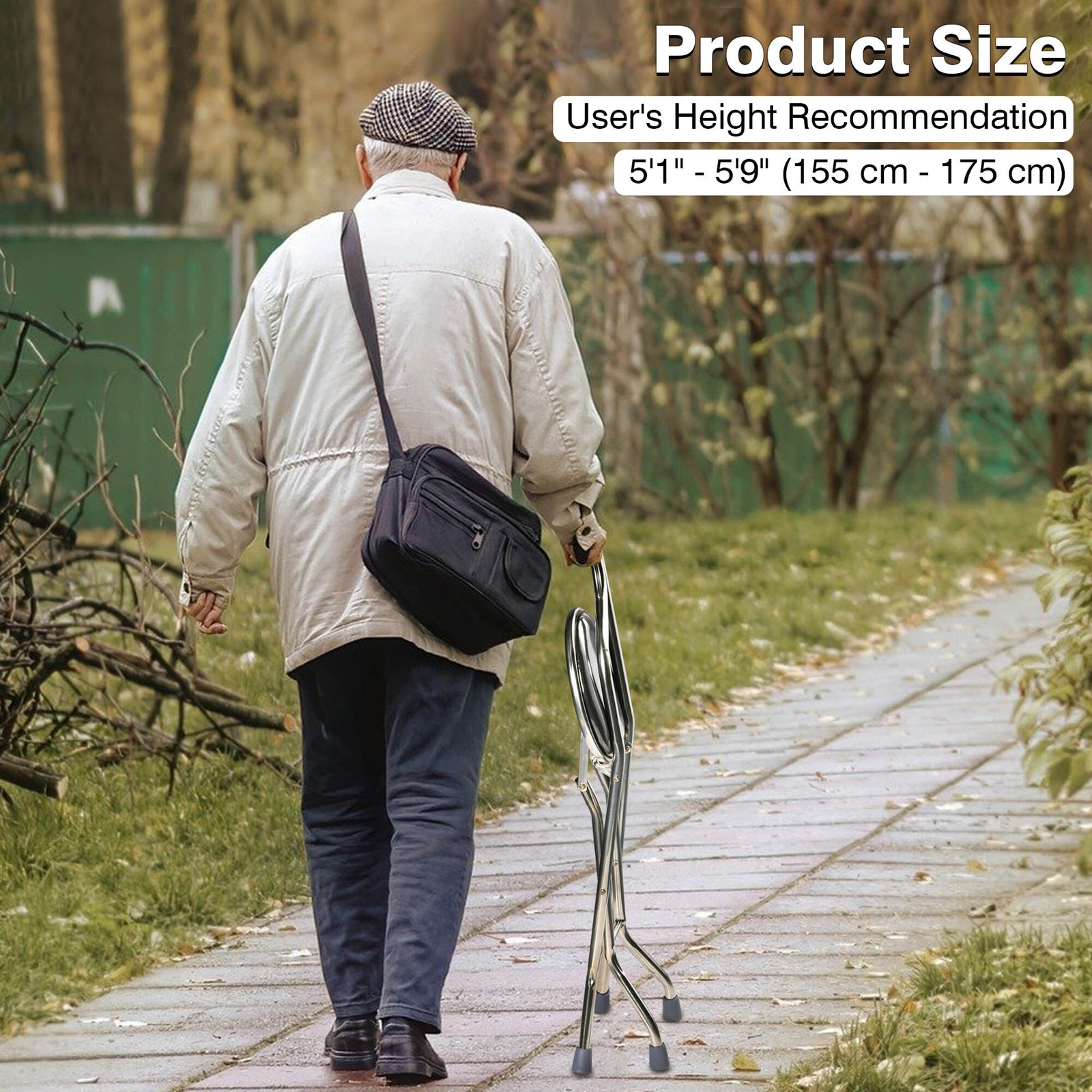 Walking Stick with Seat Folding 2in1 Chair Cane Portable Elders Travel Camp Care