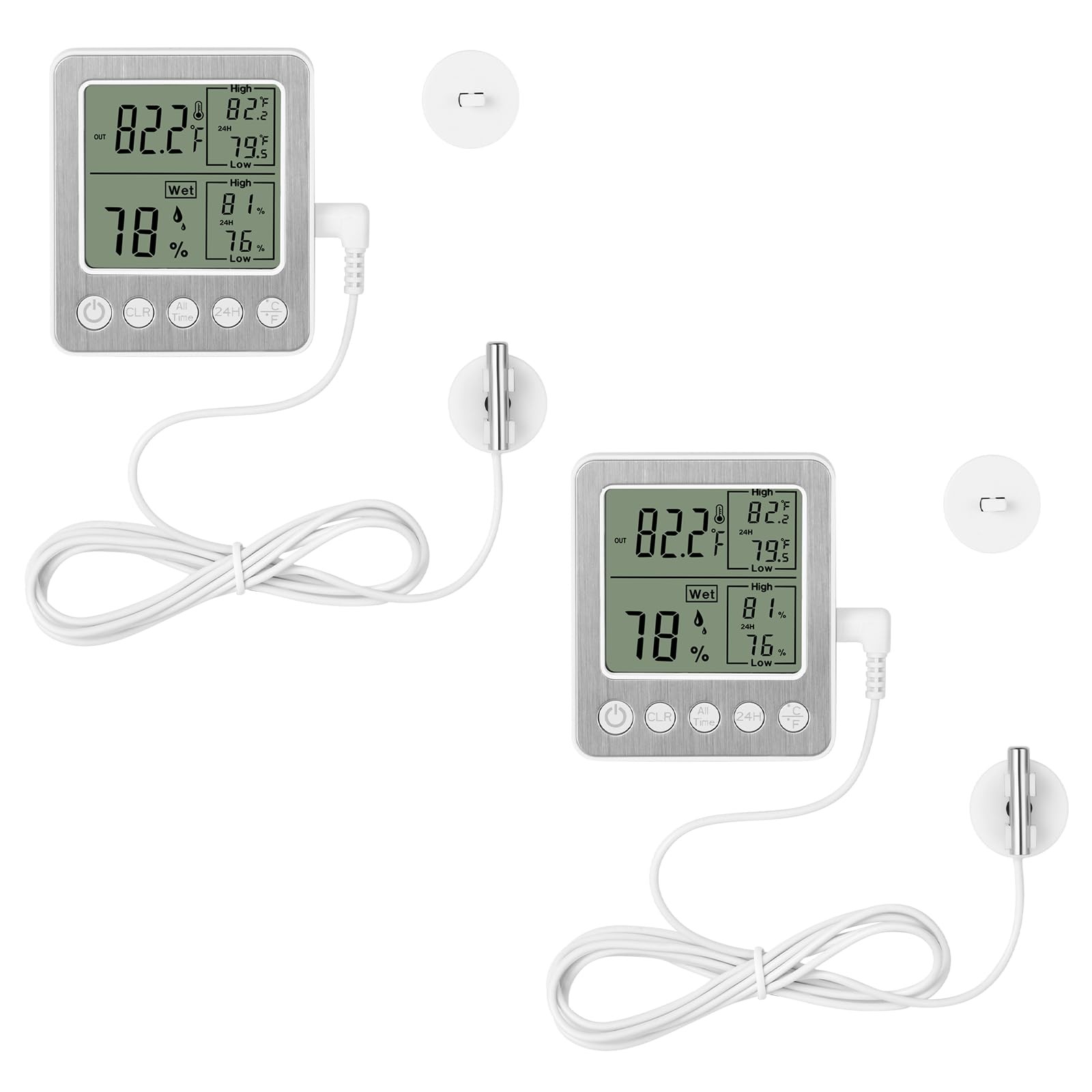 2 PCS Refrigerator Thermometer Digital Freezer Fridge H2, White