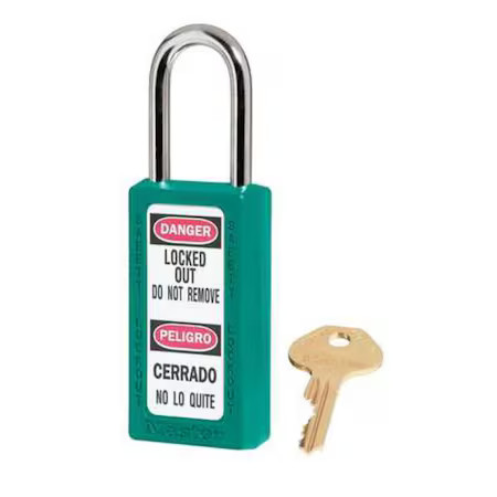 Master Lock 411Teal Lockout Padlock, Keyed Different, Thermoplastic, Teal, 1