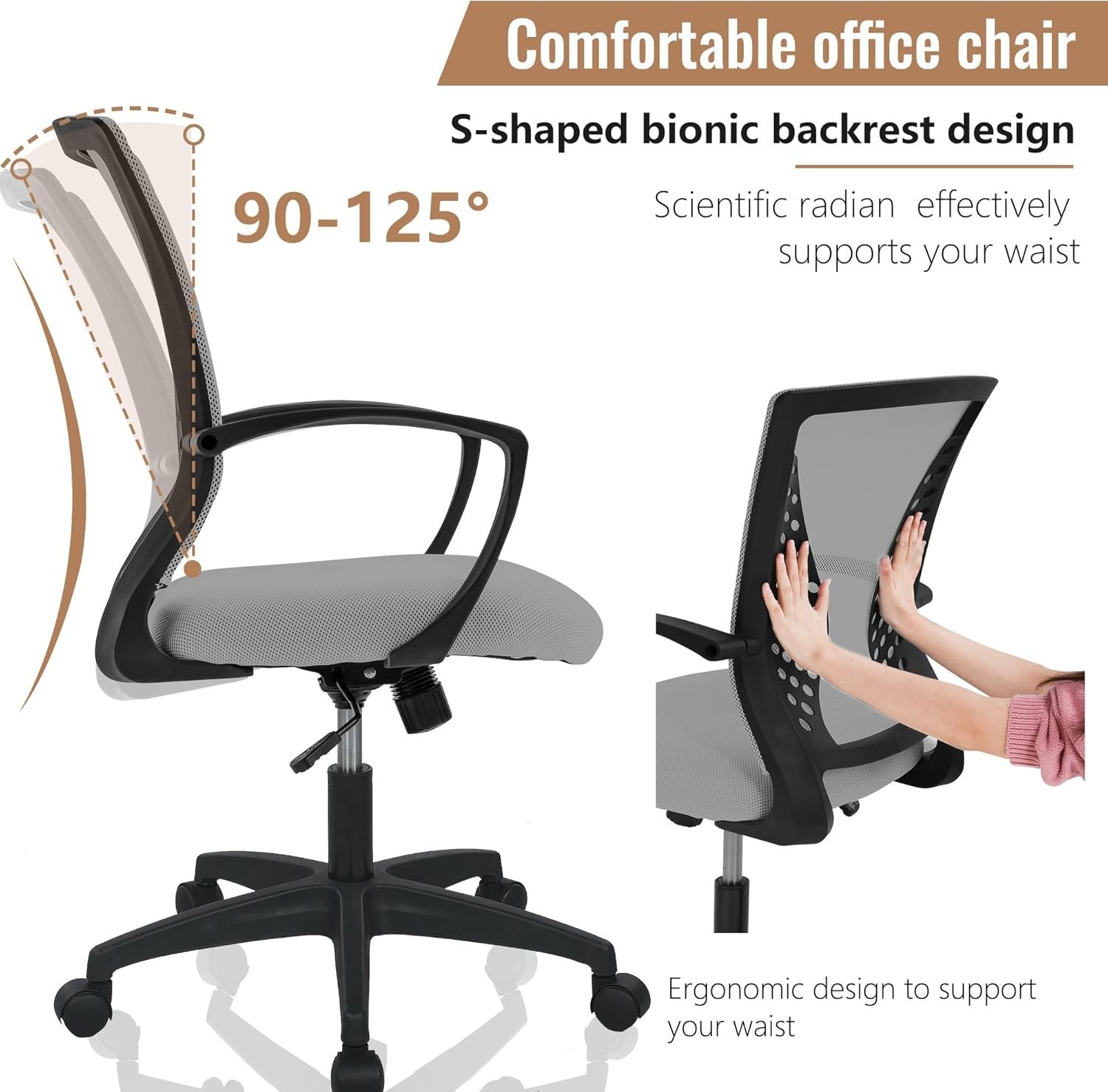 Adjustable Mid Back Mesh Chair with Armrests for Optimal Comfort at Work