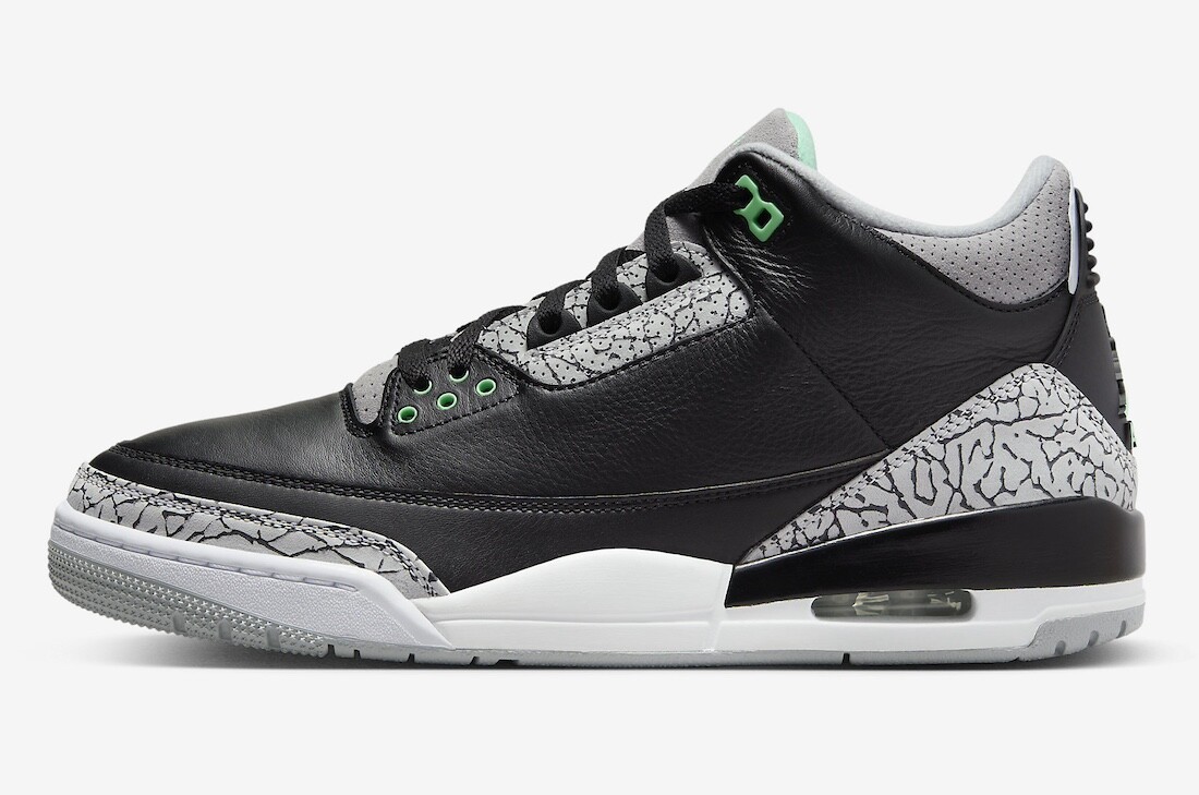 Nike Air Jordan III 3 Retro Green Glow Black Grey CT8532-031 sz 8.5 Men's