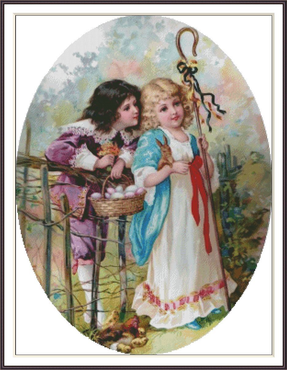 Happy Victorian Easter 637 Chart Counted Cross Stitch Pattern DMC