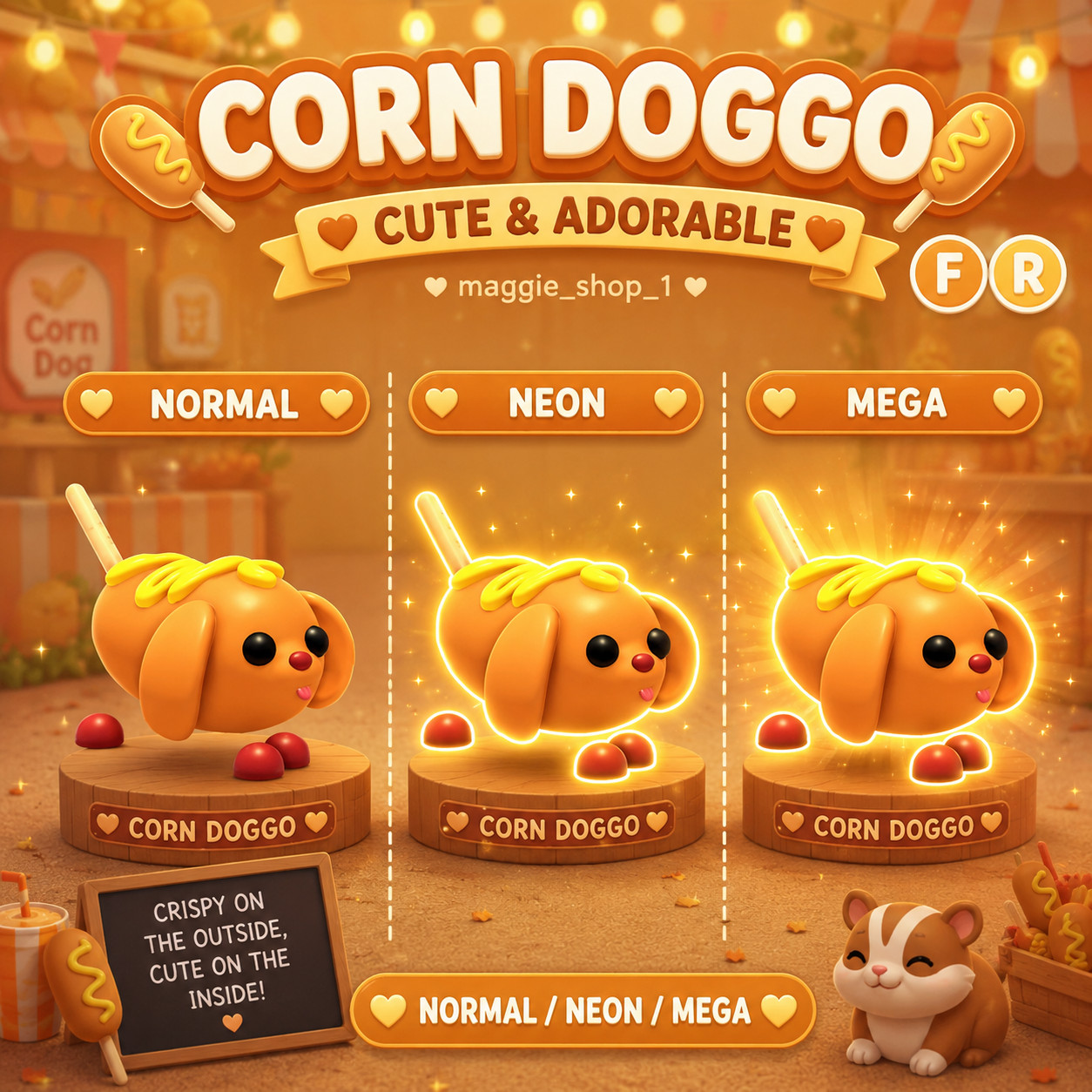 Corn Doggo FR Normal/Neon /Mega ✨ Adopt From Me Today ✨ Top Picks