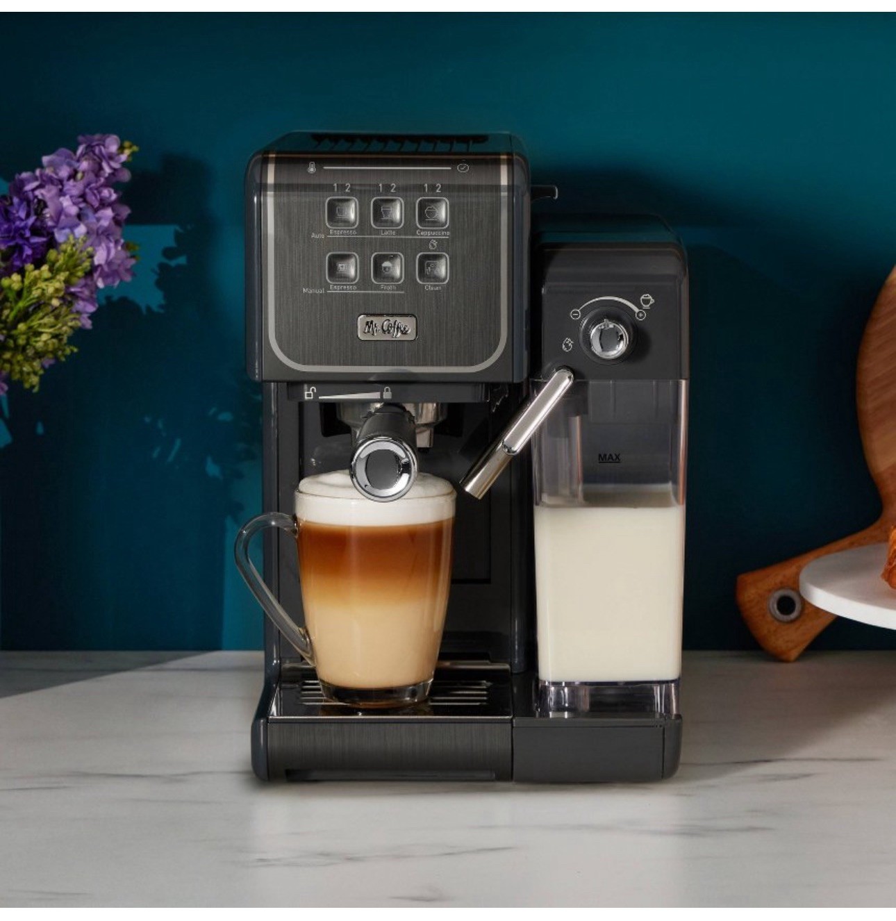 Mr. Coffee 6.3 Cup CoffeeHouse+ Espresso Machine Black Cappuccino Latte Maker