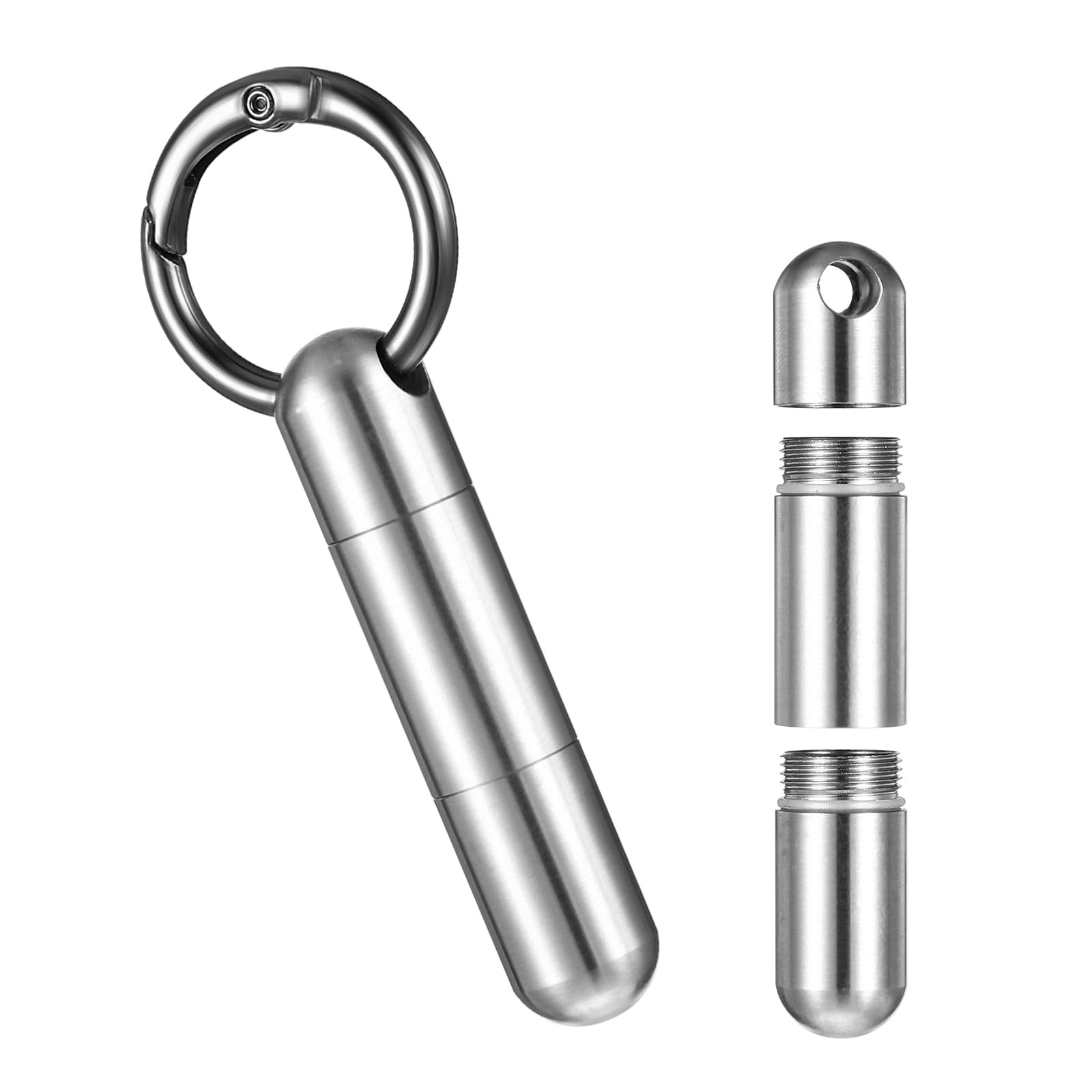 Small Keychain Pill Holder Stainless Steel Waterproof Container Tiny Portable...