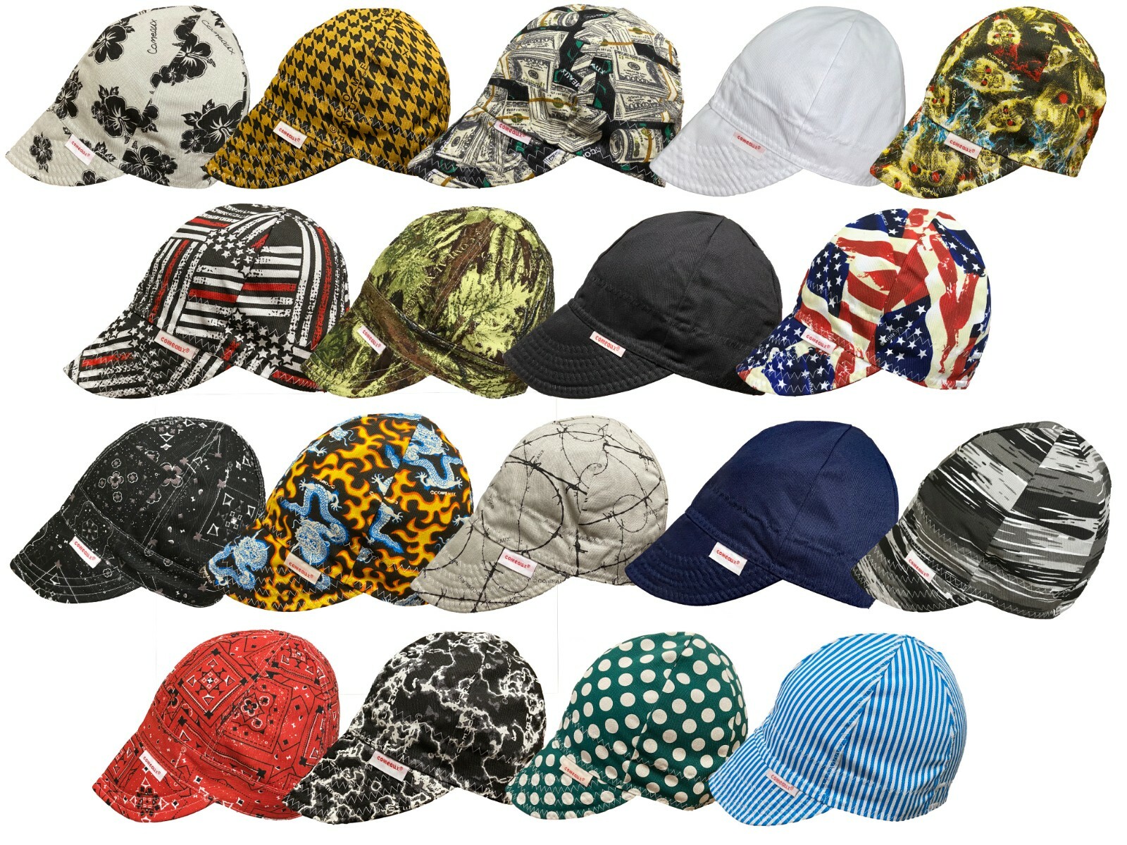 NWT Welding Welders Hat Comeaux Caps RANDOM Print Reversible 2000 Sized cotton