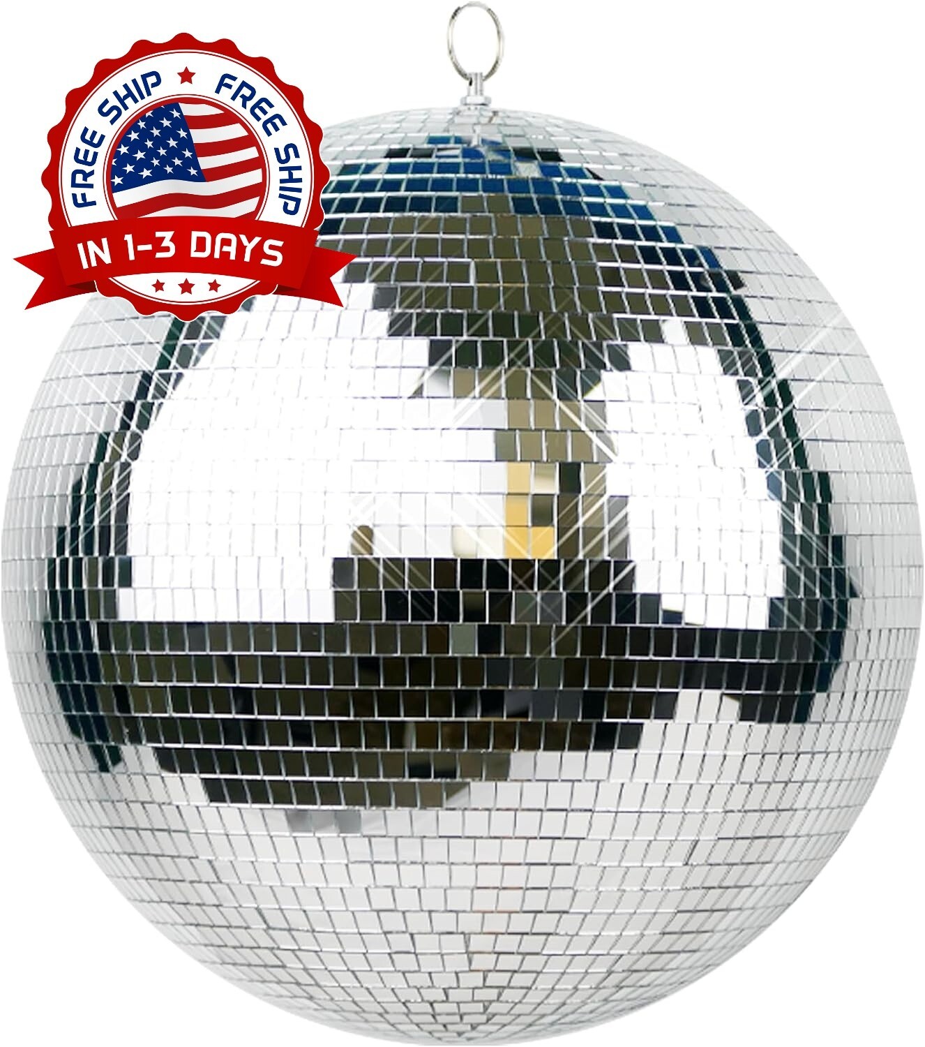 Bola De Espejo Con Luz De Discoteca De 12” Con Anillo Para Colgar Paquete De 1