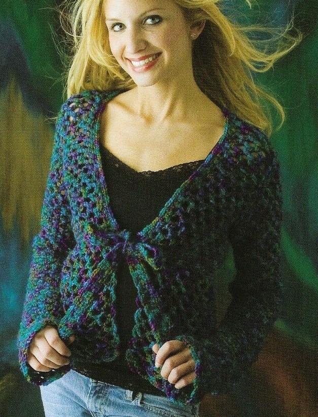 TIE FRONT SWEATER 3 SIZES WOMEN'S CROCHET PATTERN INSTRUCTIONS