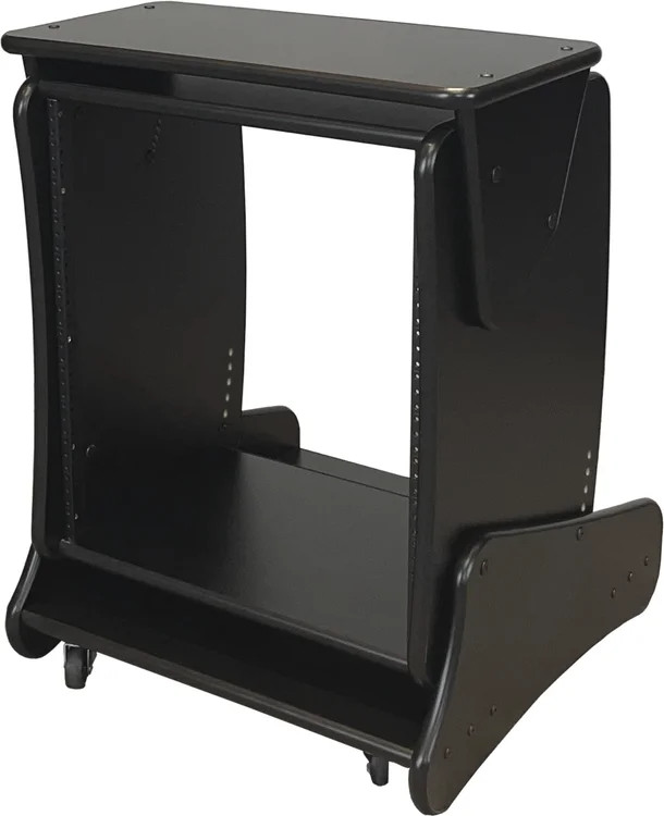 RAB Audio ProRak 12U Rack with Six Adjustable Angles, Top Shelf, and Casters -