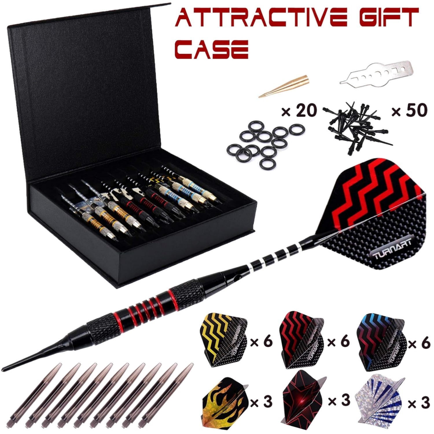 Complete Soft Tip Darts Kit - 9 Pcs 18g for Electronic Board