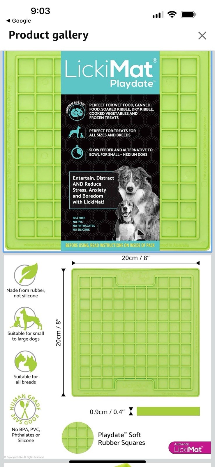 LickiMat Slow Feeder Dog Mat Green