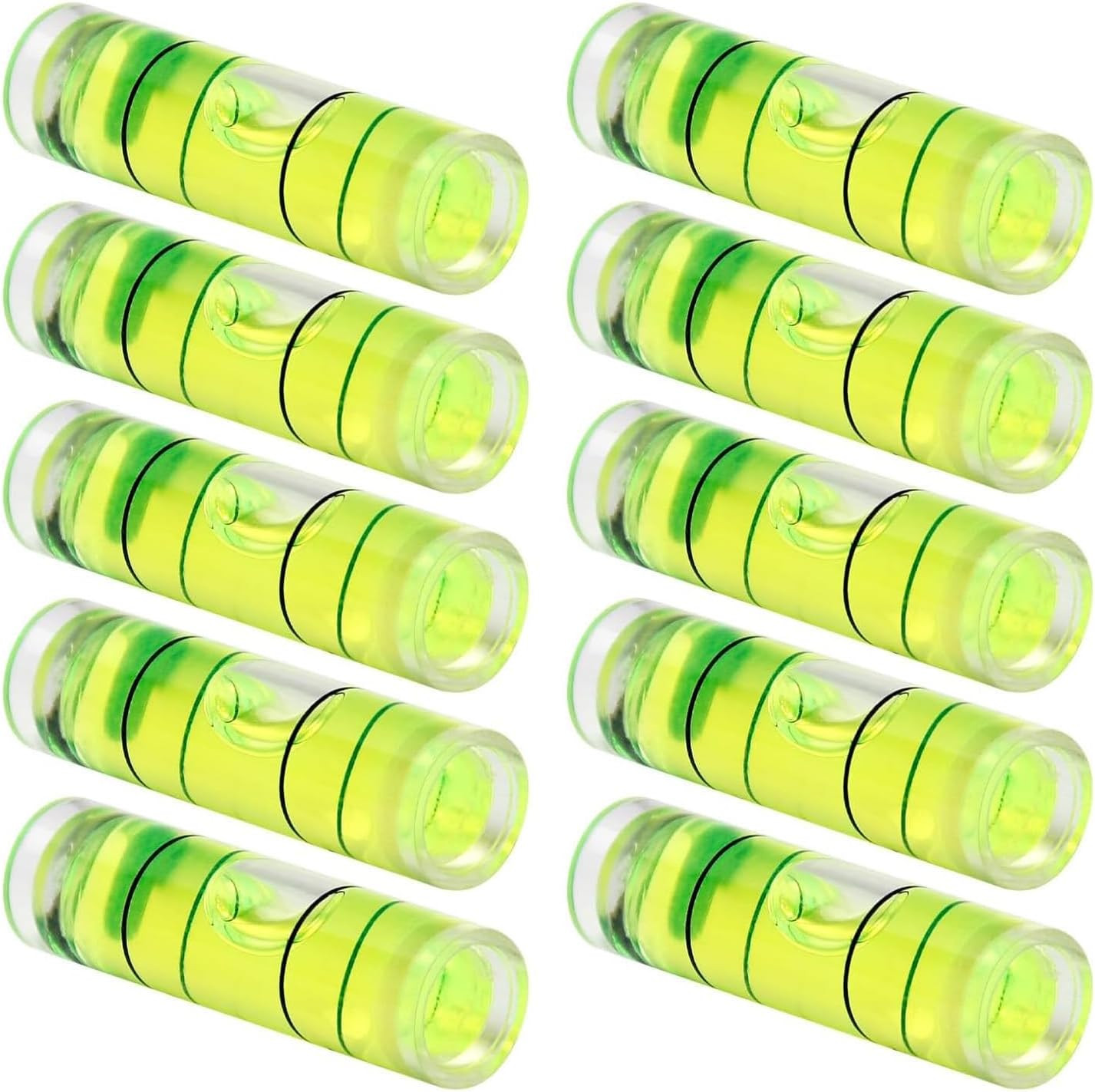 10Pcs Small Cylindrical Bubble Spirit Level Vials, 9.5×34 Mm/ 0.37×1.34 Inch PMM
