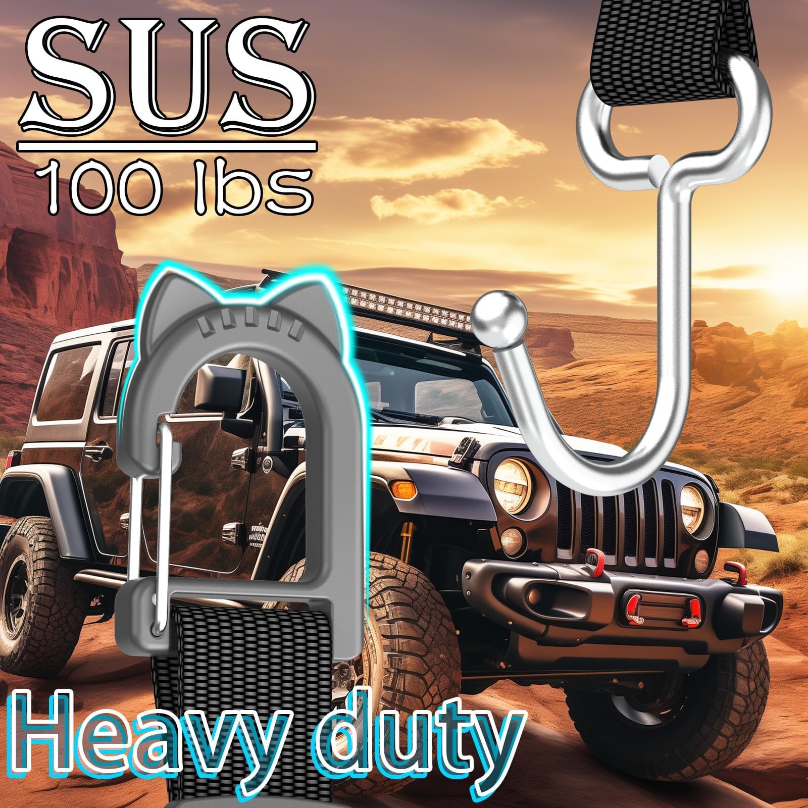 QUIDAOSO Purse Hook for Car, Adjustable Headrest Hooks, 2 Pack Black