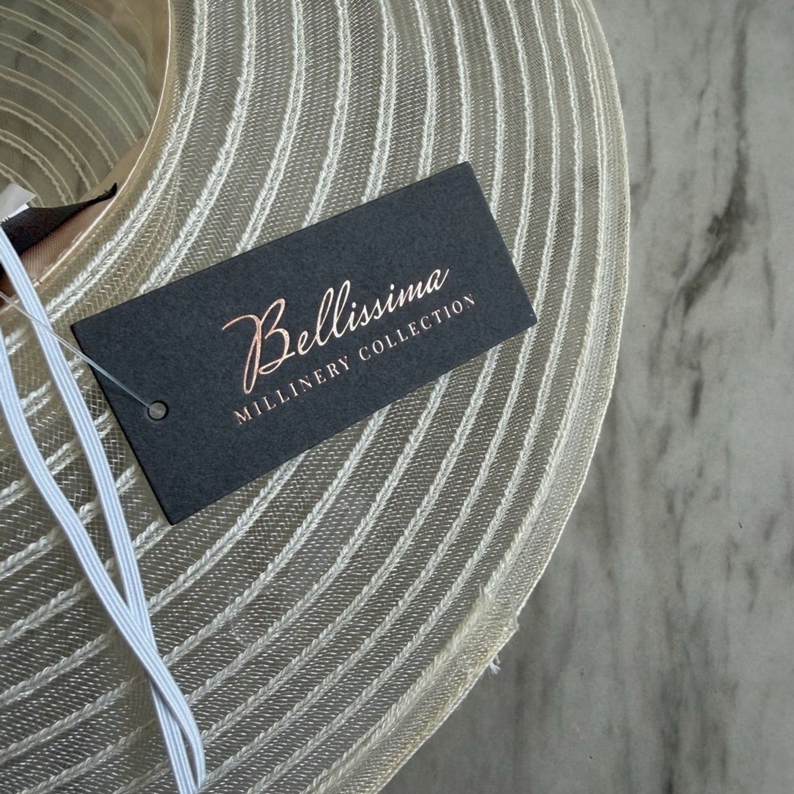 Bellisima Elegant Cream Derby Sun Hat with Bow Adjustable NWT
