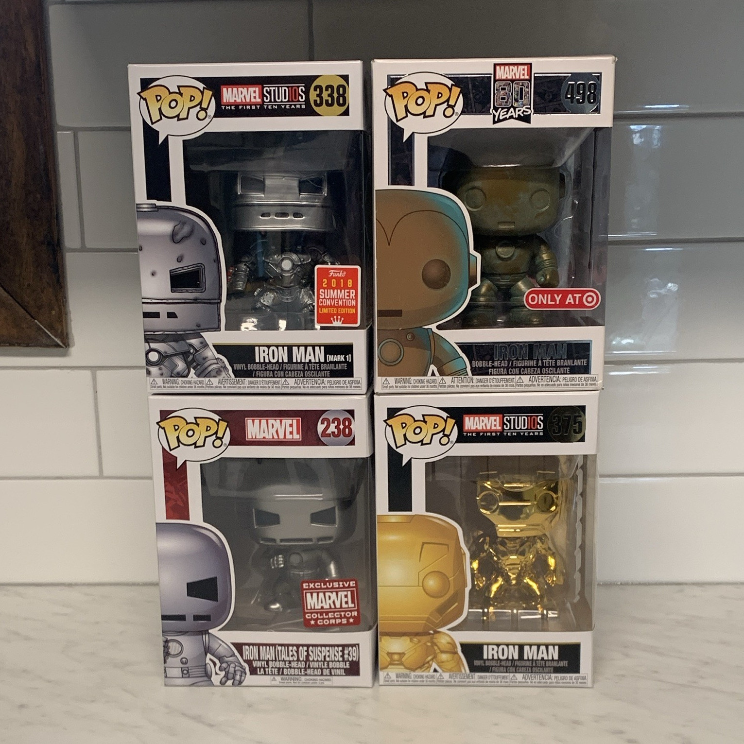 Funko Pop! Marvel Iron Man Lot of 4 #238 #338 #375 #498 Target Collector Corps