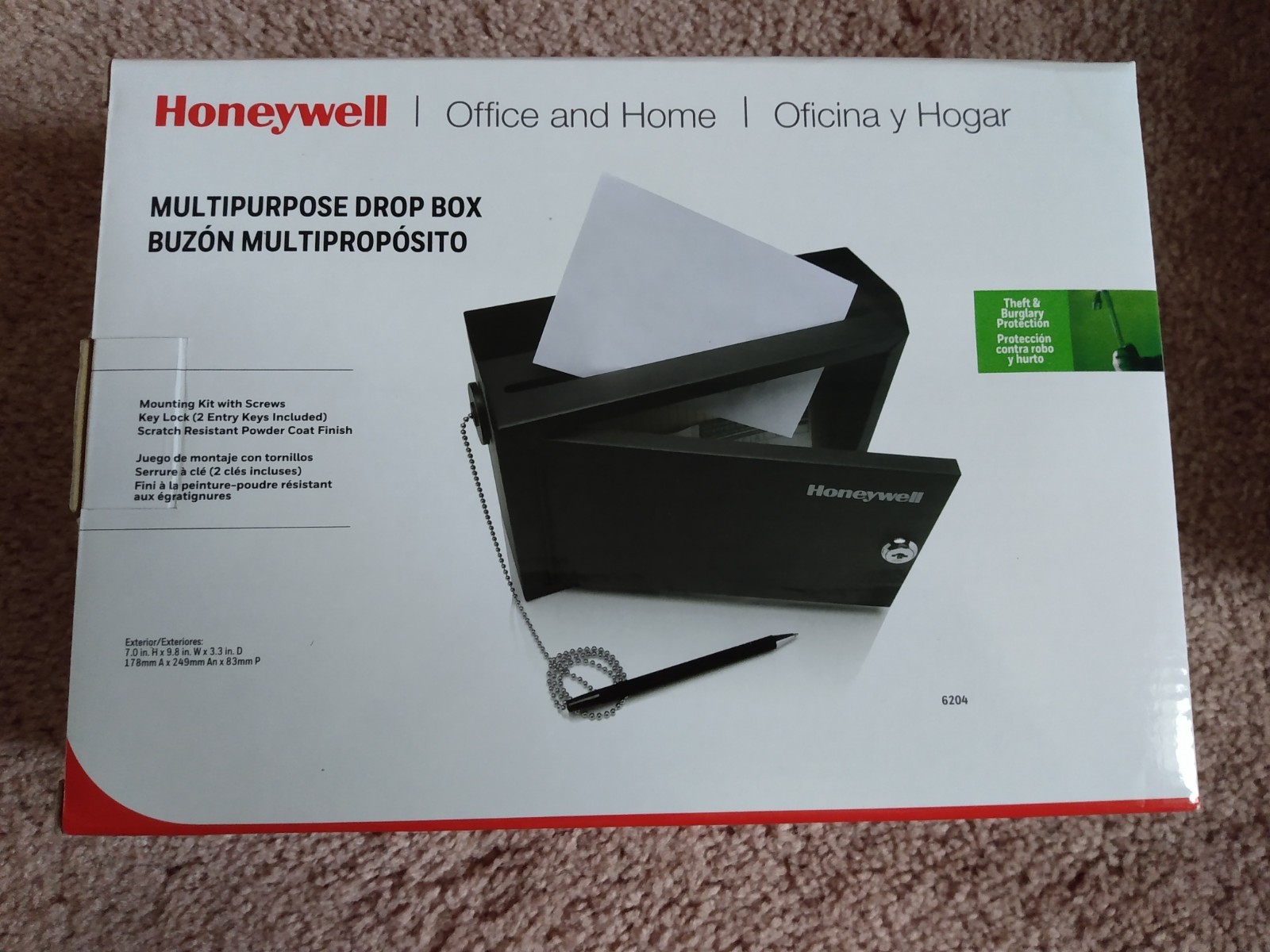 Honeywell Multipurpose Drop Box Black Metal