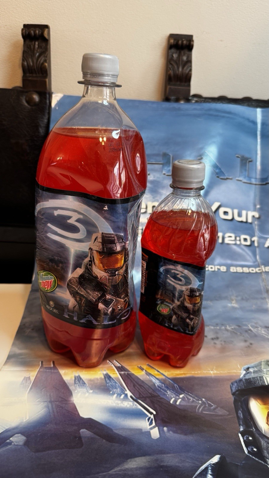 Rare Halo 3 Mountain Dew Game Fuel Limited Edition Full Unopened Soda W/Poster