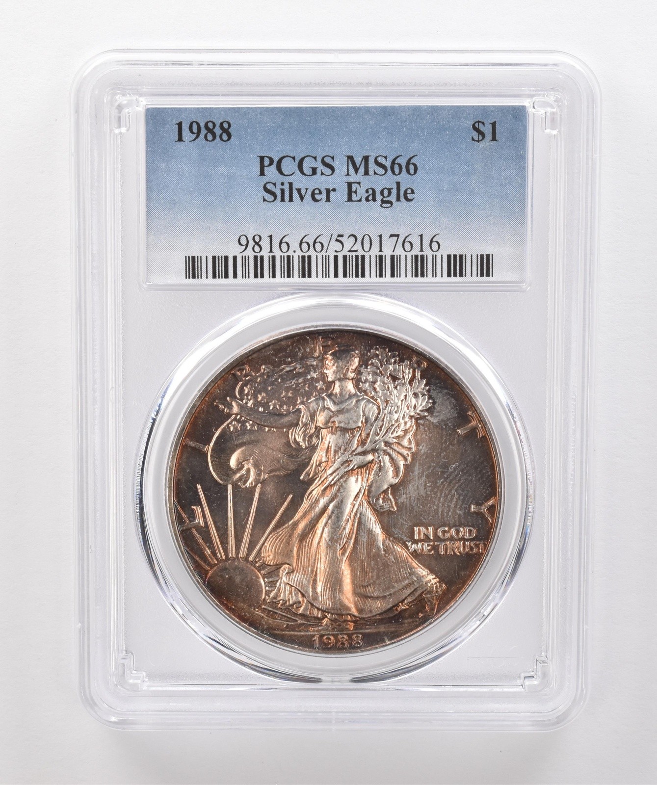 1988 American Silver Eagle MS66 PCGS Beautiful Tone *1989