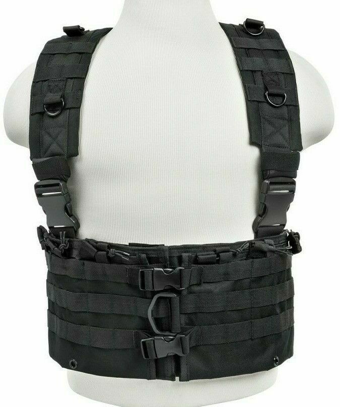 VISM Tactical Rifle 12-Magazine Chest Rig Vest Shooting Range Hunting Duty BLK