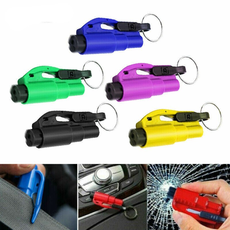 Emergency Window Glass Hammer Car Breaker Tool& Belt Cutter Key Chain 5PCS