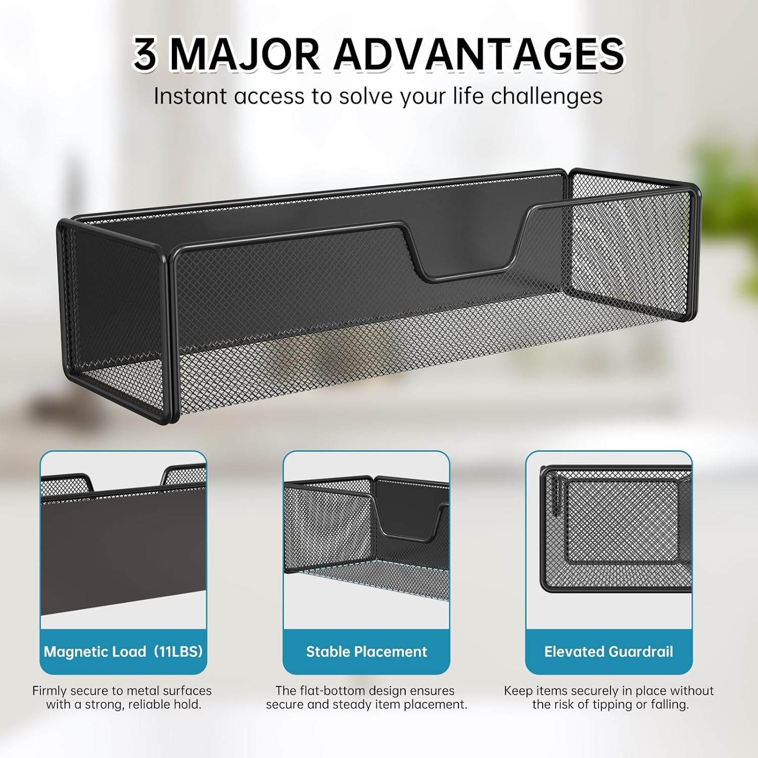 2Pack Magnetic Basket Organizer Holde, Black
