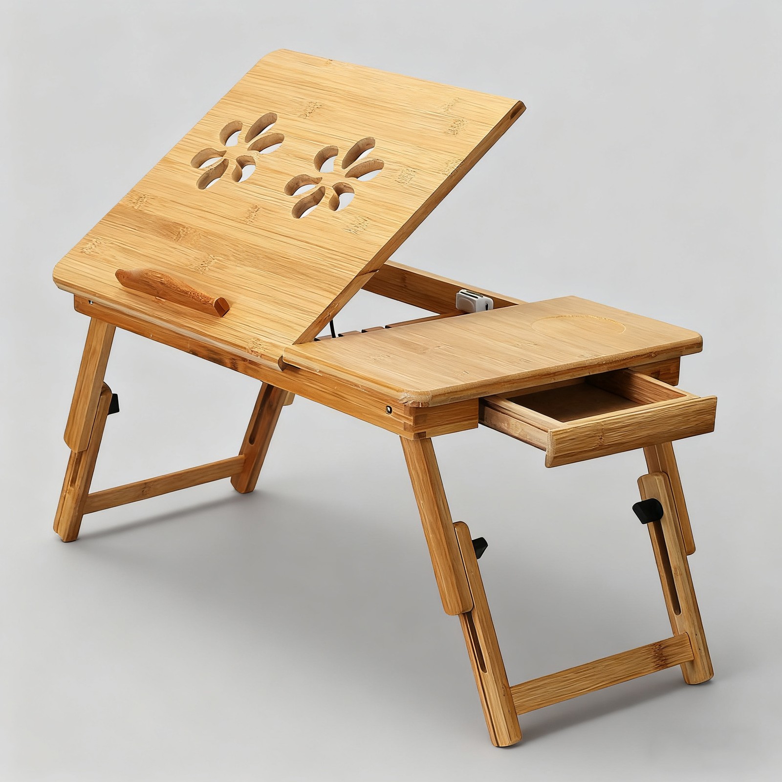 Adjustable Bamboo Laptop Folding Lap Desk Notebook Bed Tray Table Portable Stand