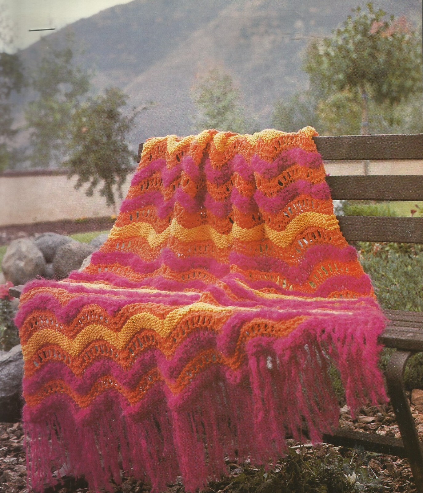 F0007  SAN DIEGO SUNSET AFGHAN KNITTING  PATTERN
