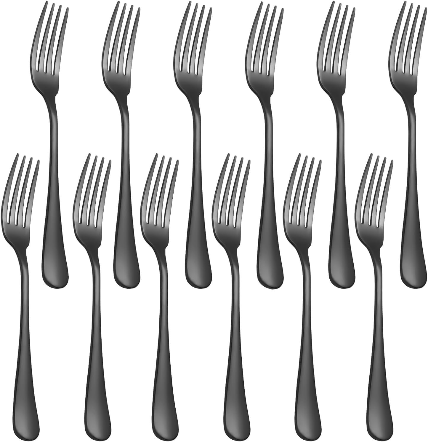 12-Piece Black Dinner Forks Forks Silverware 8 inches Food Grade Stainless Steel
