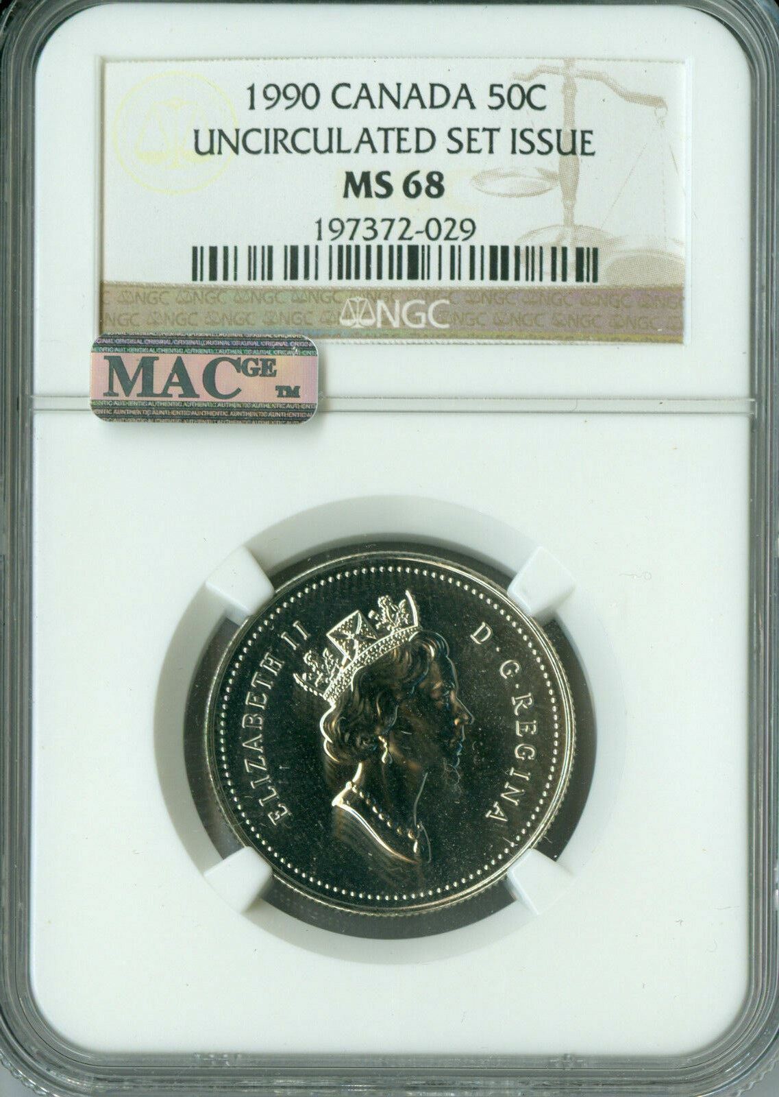 1990 CANADA 50 CENTS NGC MS68 MAC FINEST REGISTRY MAC SPOTLESS  *