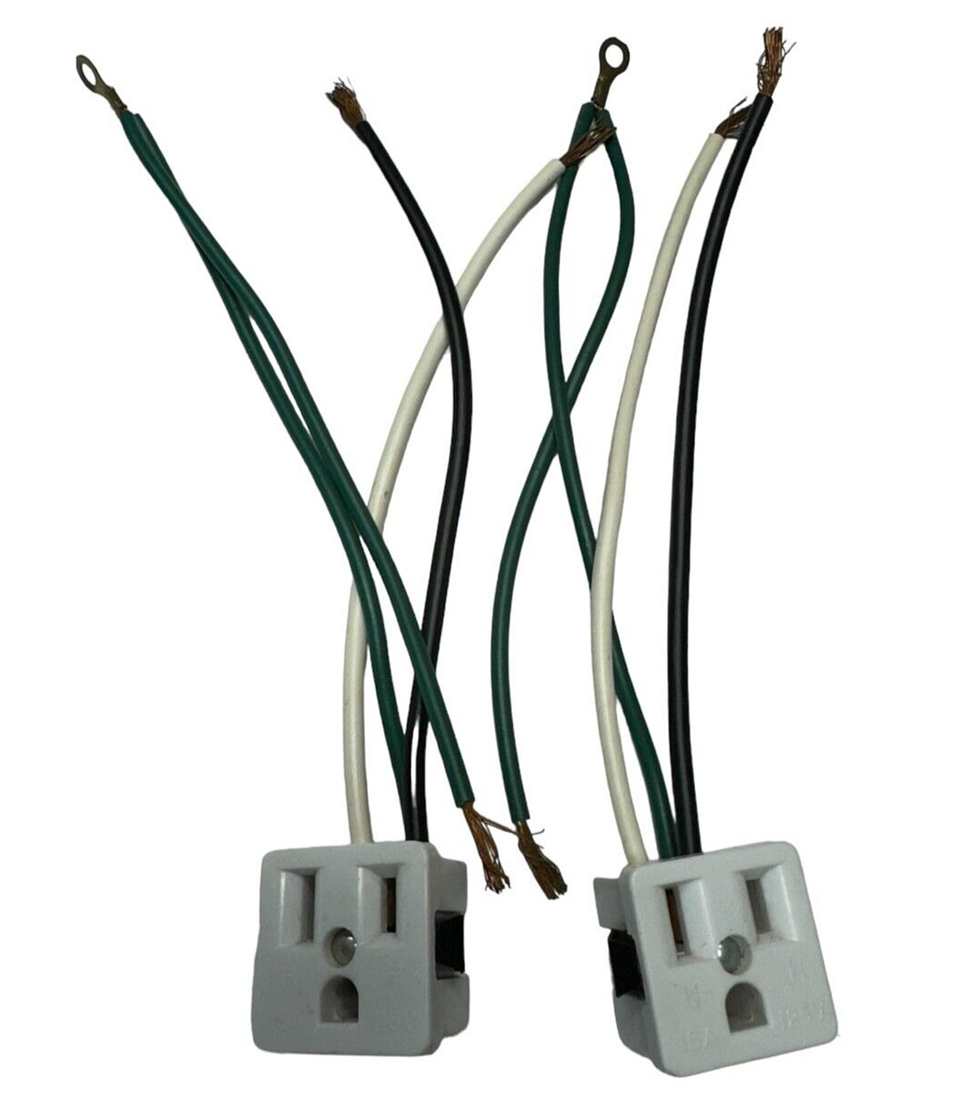 (Lot of  2) CSA White Snap-In Female 15A Plug, 25V **Free Shipping**