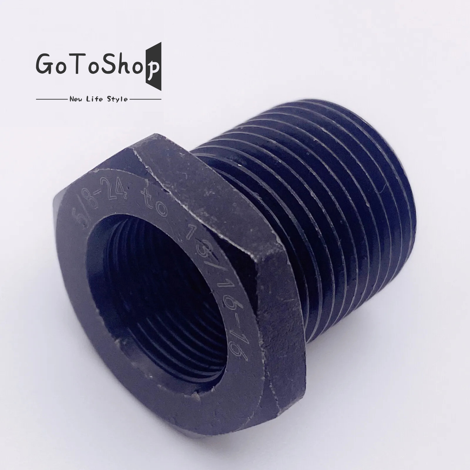 Female 5/8x24 to 13/16X16  Male Muzzle Thread Adapter Black Steel And Aluminum